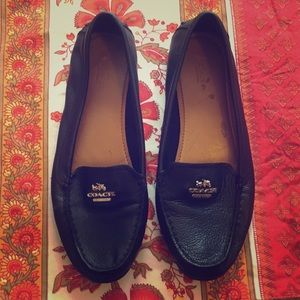Coach Blck Opal Pebble Grain Leather Loafer Flats